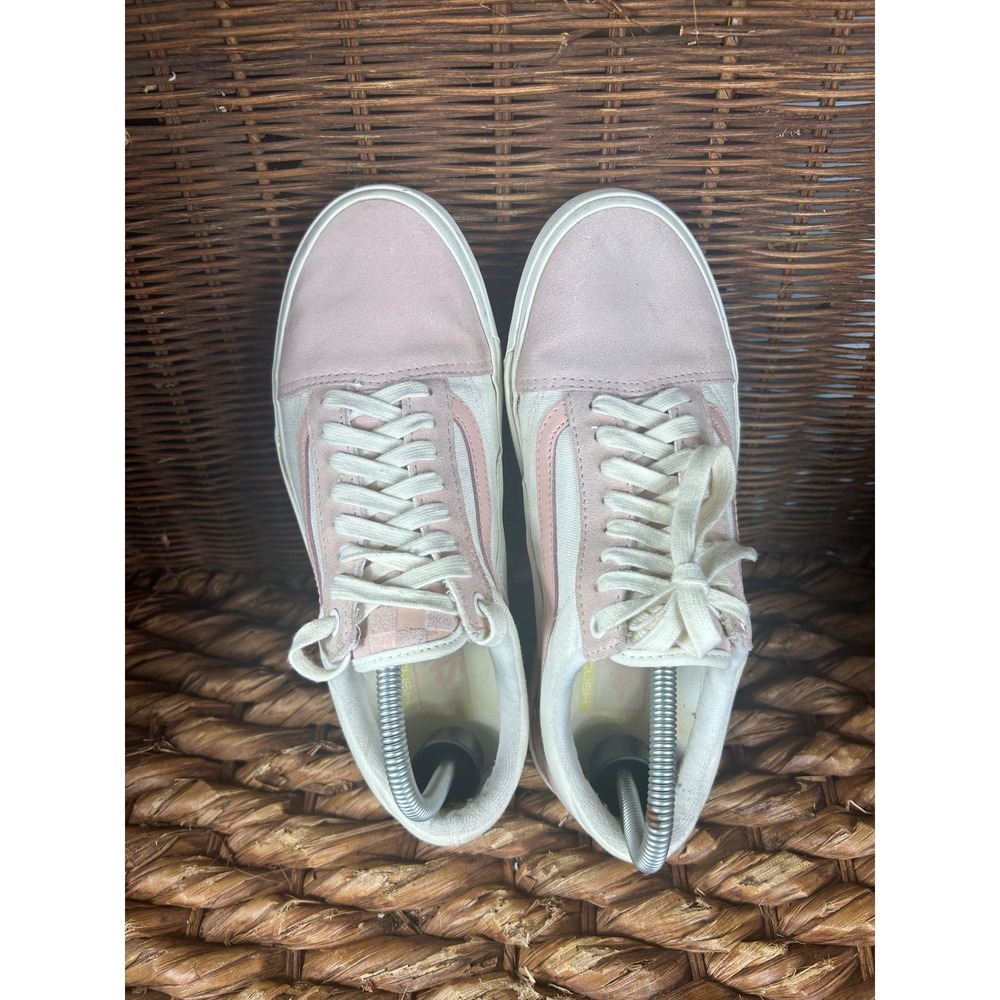 Vans Old Skool Pink White Suede Canvas Lace Up Sneakers Women - Picture 5 of 5